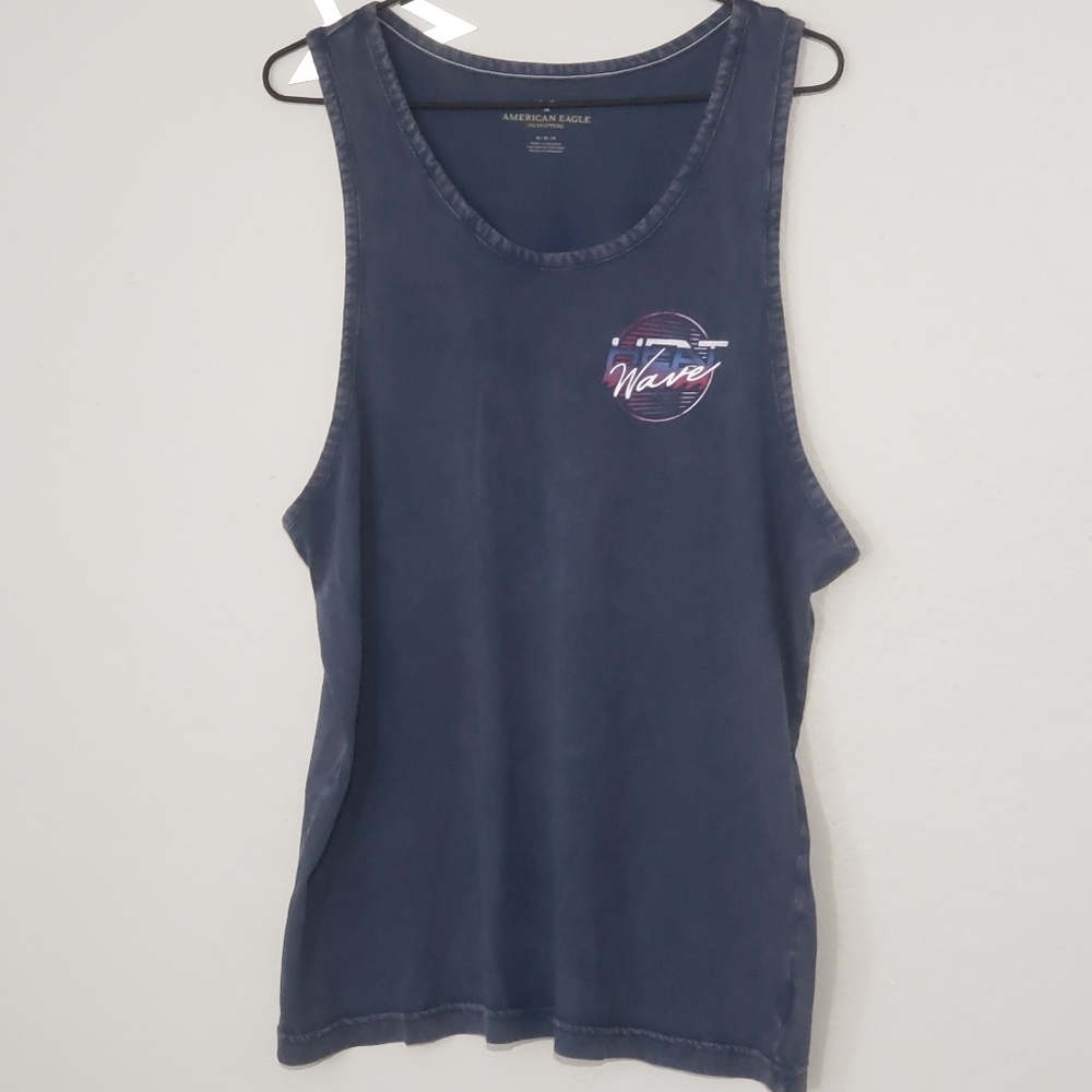 American Eagle Outfitters Tank Top Distressed Blue